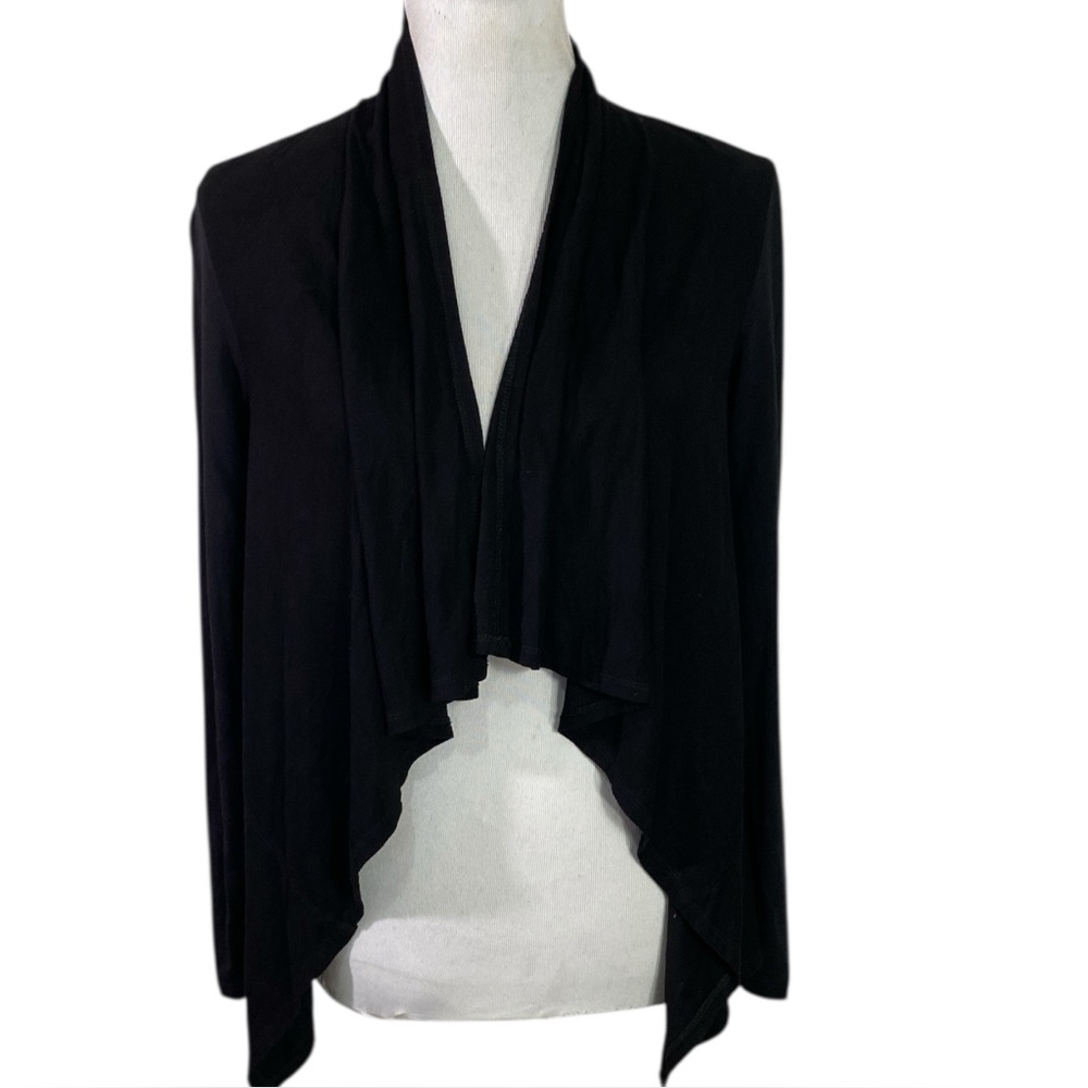 Z Supply Black Faux Suede Feel Drape Front Cardigan Size XS